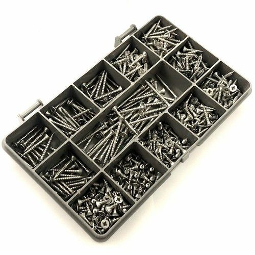 415 ASSORTED A2 STAINLESS 6g 3mm POZI CSK WOOD SCREWS SCREW DIY COUNTERSUNK KIT