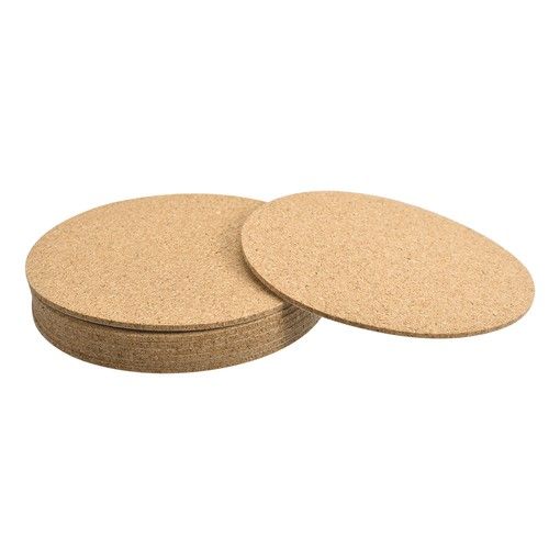 95mm(3.74") Round Coasters 2mm Thick Cork Cup Mat Self-Adhesive Pad 8pcs