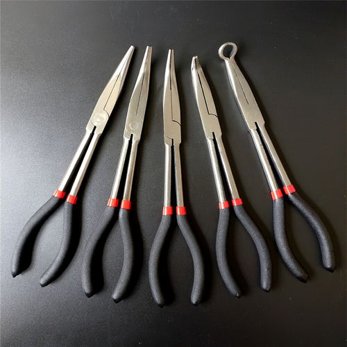 5Pcs 11" Long Reach Nose Pliers Straight Bent Tip Mechanic Equipment Hand Tool — image 10