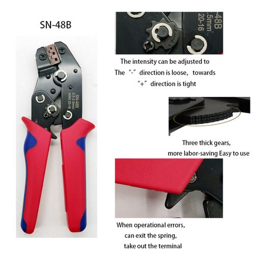SN-48B Ratchet Crimping Plier Crimper Tool 0.5-1.5mm² AWG22-16 for Terminal Kit — image 4