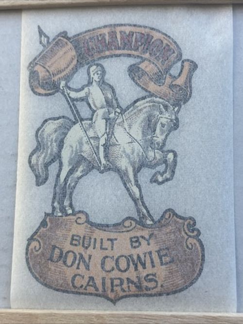 Vintage Bicycle Dealer Cycle Agent Dealer Decal Transfer Champ Don Cowie Cairns