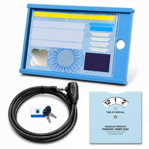 Blue Badge Protector Disabled Anti Theft Holder Lock & Timer Clock Set Wallet