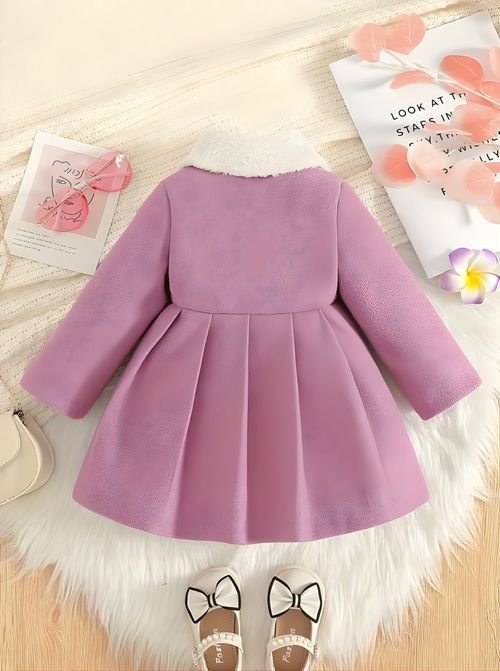 Baby Coat Girls 18–24M Pink Winter Coat Bow Detail Fleece Collar Warm Toddler Ja