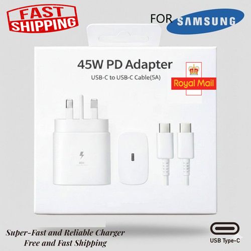 45W Fast Charger & 6FT Cable for Samsung Galaxy Phones - Type-C Adapter Plug UK — image 3
