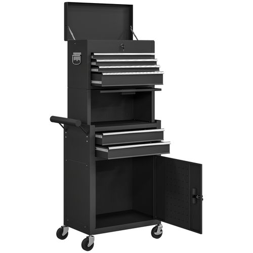 HOMCOM Tool Cabinet with 6 Drawers, 3-in-1 Rolling Tool Chest with Wheels — image 11