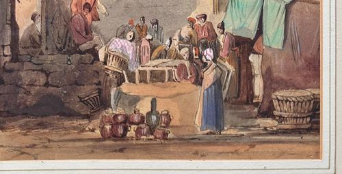 Samuel Prout (British 1783-1852): Market Day, watercolour, framed — image 3