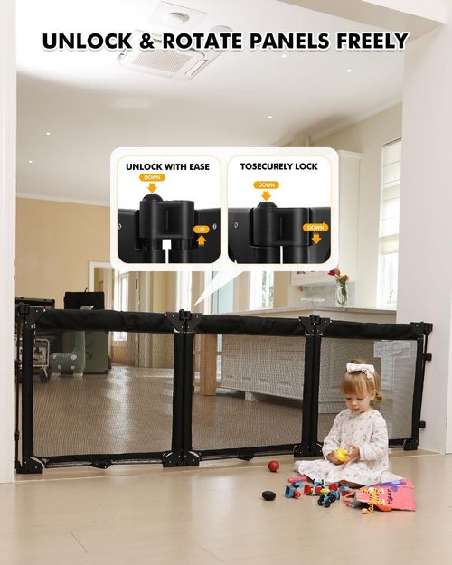 Extra Wide Baby Gate 210cm Foldable Safety Barrier Kids Pet Playpen Fence — image 3
