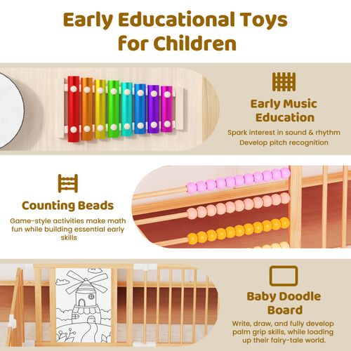 Kids Safety Fence with Gate Foldable Wooden Toddler Playpen for Indoor Outdoor — image 2