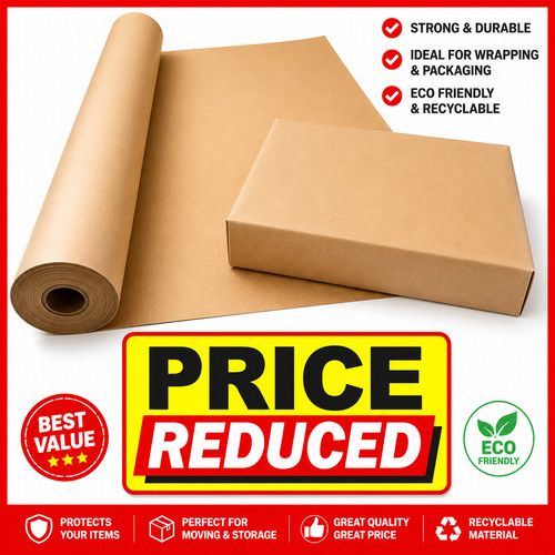 STRONG BROWN KRAFT WRAPPING PARCEL PAPER PACKAGING WRAPPING FREE P&P