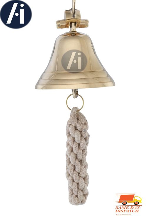 Wall Mounted Vintage 3"Last Order Ship Bell/Brass Hanging Bell with Durable Rope — image 12