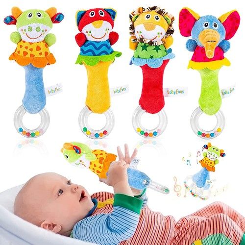Kids Soft Rattles Handbells Hand Foot Socks Developmental Newborn Baby Toys 4PC