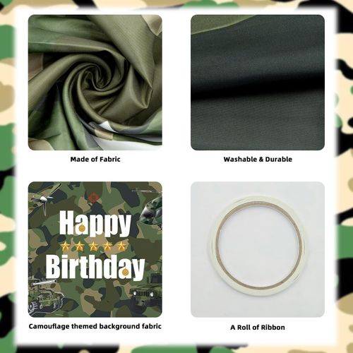 Camouflage Military Birthday Party Backdrop, 180x110cm 180cm x 110cm, Green — image 3