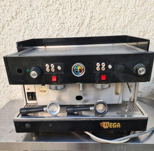 WEGA 2 Group Semi-Automatic Commercial Espresso Machine Black/Silver Steam Wand