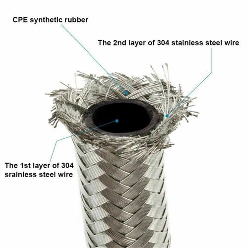 AN6 -6AN 5/16" Stainless Steel Braided Gas Fuel Hose End Kit Oil Line WST — image 4