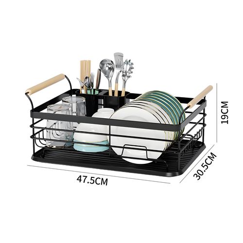 Handle Kitchen Dish Drainer Rack with Drip Tray Cutlery Holder — image 8