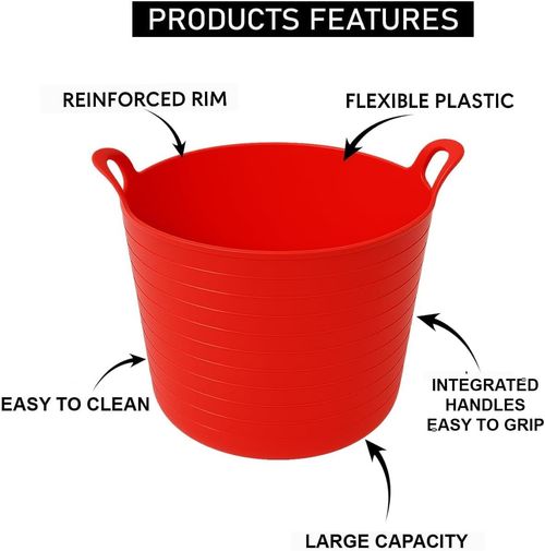 Heavy Duty Flexi Tub Builder Bucket With Handles Garden Trug Mixing Container — image 1
