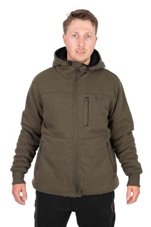 Fox Green & Black Sherpa Fleece Lined Hooded Jacket - Hoody / Hoodie