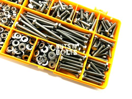 485 ASSORTED PIECE, A2 M4 FULLY THREADED BOLTS NUTS WASHERS SCREWS STAINLESS KIT — image 3