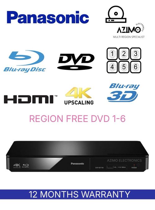 Panasonic DMP-BDT180 3D 4K FLAC multi region DVD 1-6 Blu-ray Player Warranty — image 1