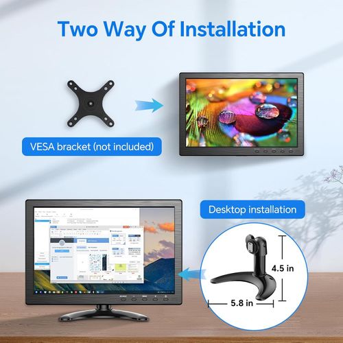 10 inch Security Monitor 1366x768 Resolution Small HDMI Monitor Small PC Monitor — image 8