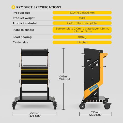Tool Roller Cabinet Mechanics Garage Workshop Car Diagnostic Tool Trolley Cart — image 13