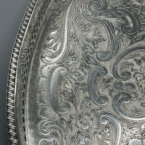 Vintage Silver Plated Gallery Serving Tray Claw Feet Cocktail Tea Handles Footed — image 10