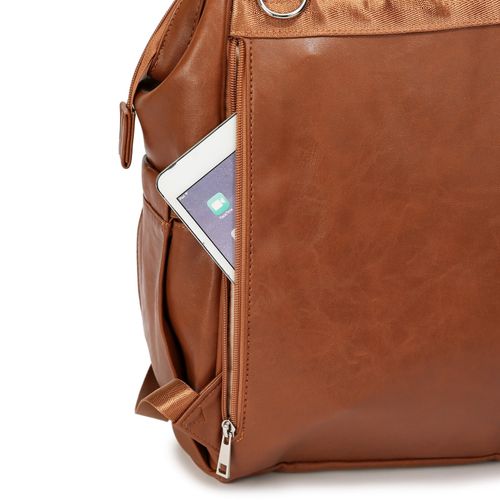 ELF PHOENIX Nappy Bag Backpack Faux Leather Brown 5pcs Diaper Baby Mummy Gift — image 8