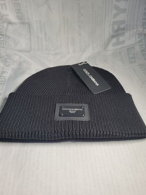 DOLCE & GABBANA Knit Logo Beanie Hat One Size Black  Brand New Unisex