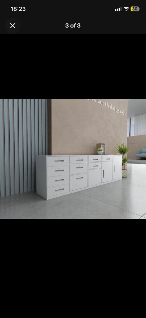 FULLY ASSEMBLED white Metal Filing Cabinet 2 Drawer Office Storage Lockable Unit — image 7