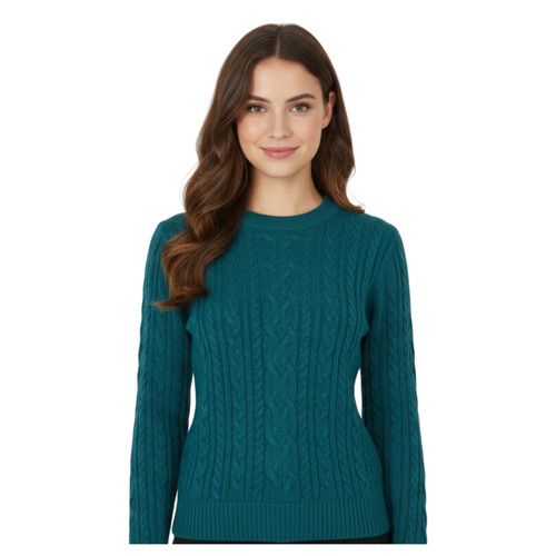 Ladies Cable Knit Jumper ? Women?s Chunky Knitted Crew Neck Pullover Sweater
