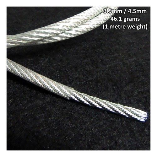 CLEAR PVC COATED GALVANISED STEEL WIRE CABLE 3mm, 4.5mm, 5mm HEAVY DUTY ROPE UK