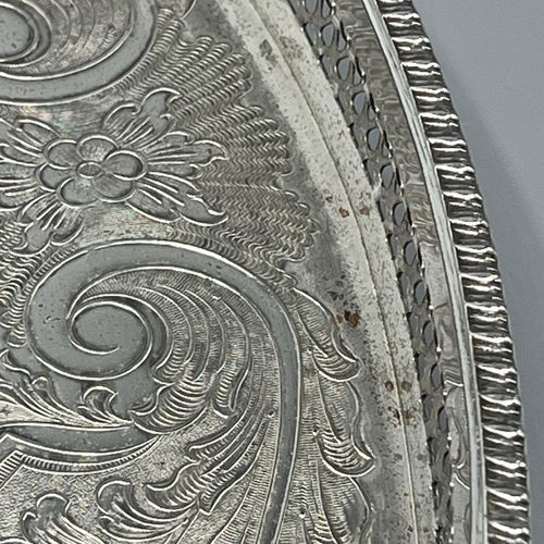 Vintage Silver Plated Gallery Serving Tray Claw Feet Cocktail Tea Handles Footed — image 17