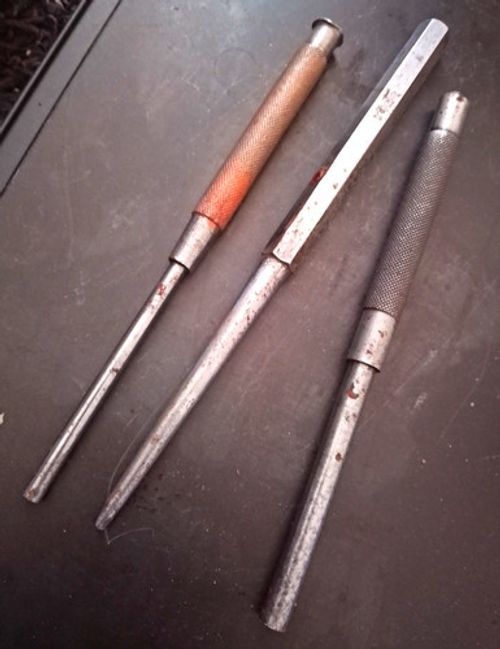 Large Steel Pin Punch Set in Silver Finish, Metal Hand Punch Set All Around 8"
