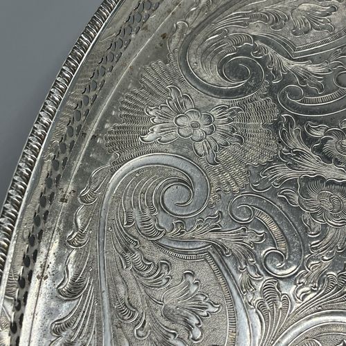 Vintage Silver Plated Gallery Serving Tray Claw Feet Cocktail Tea Handles Footed — image 11