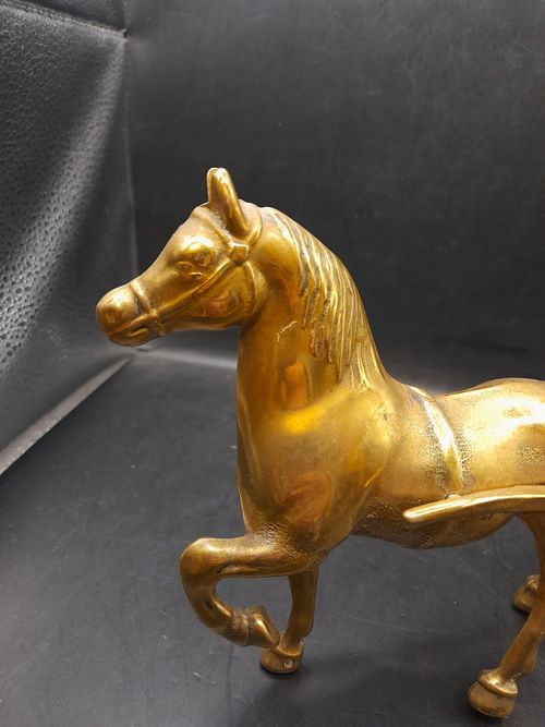 Good Size Vintage Solid Brass Horse  Drawn Carriage - 11 By 16 By 3.5" Approx. — image 3