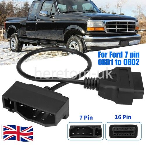 For Ford 7 Pin OBD1 to OBD2 Cable Adapter Code Reader Scanner Engine Repair Tool