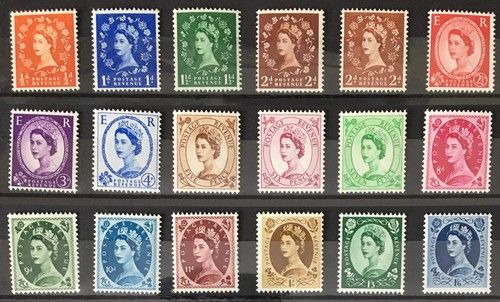 GB QEII 1955 Wildings Edwards Crown SG540 - SG556 Set of 18 MNH
