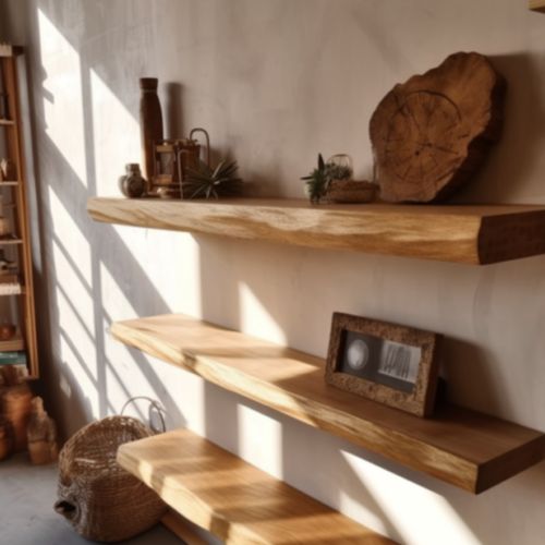 Handmade Oak Floating Solid Shelf Live Edge, Waney Edge, Rustic, Wood, Hardwood — image 1