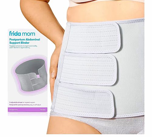 Frida Mom Postpartum Abdominal Support Binder Belt. Grey, 3-Strap, Adjustable — image 1