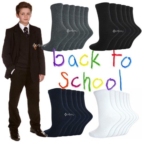 6 or 12 Pairs Boys Girls Ankle Socks School Uniform Shoe Sizes 6-8 9-12 12-3 4-5