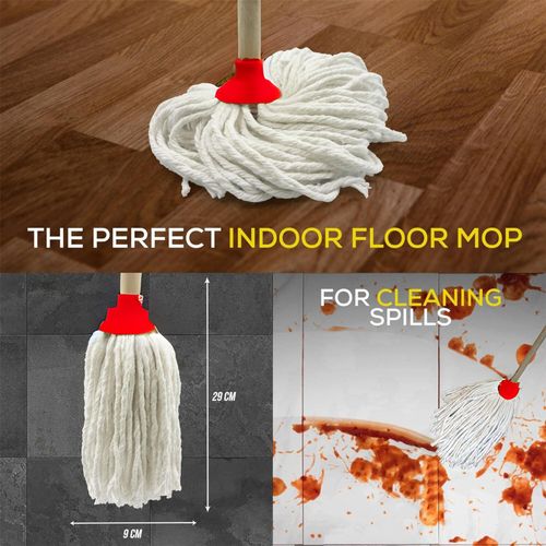 Cotton Floor Mop Head with Handle String Kitchen Absorbent Heavy Duty Cleaning — image 5
