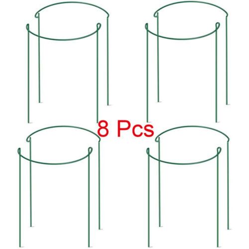 8 Pack Bow Plant Support Stakes Half Round Flower Support Ring Cage Frame Metal — image 9