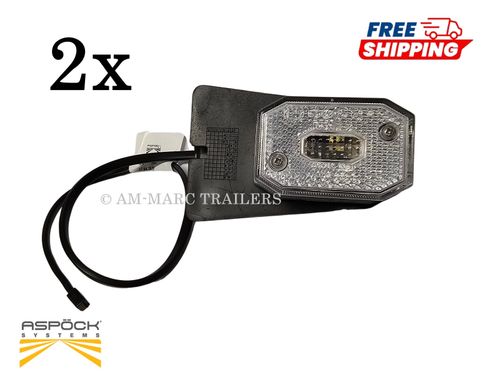 2 x White Clear Front Marker Light Lamp for Brian James Trailers Aspock — image 1