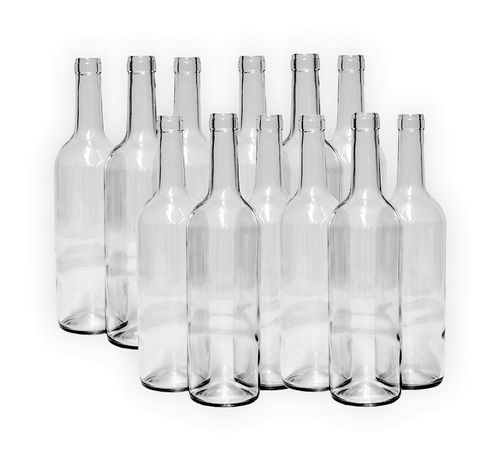 Glass Bottle Clear 750 ml with Cork for Wine Storage Making x 24 Home Brew — image 1