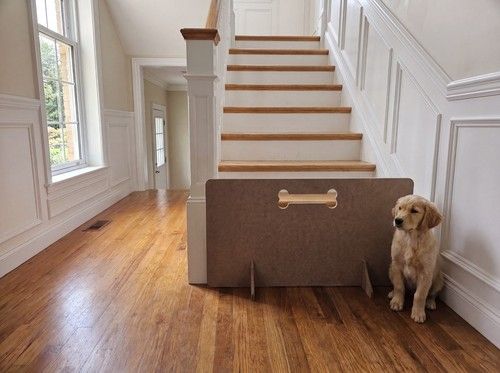 Freestanding Wooden Dog Gate Pet Barrier Stair Guard No Drill Puppy Fence Bone