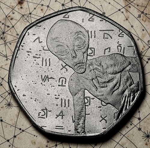 Pair of AREA 51 Titanium & Silver Commemorative Coins & Capsules. Space/Alien — image 10