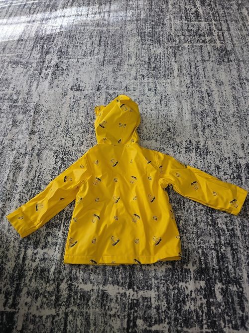 Little Me 24 Month Old Nautical Themed Yellow And Navy Blue Rain Coat — image 3