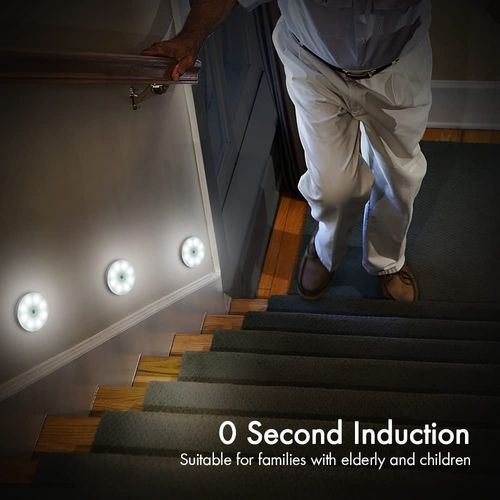 Motion Sensor Lights Indoor Rechargeable Wireless Wall Light 3 White, White — image 3