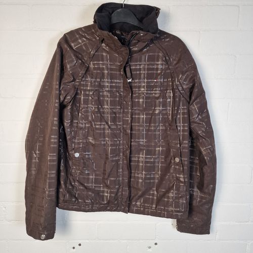 Tommy Hilfiger Womens Brown Plaid Golf Jacket Full Zip Polyester Size Medium — image 1
