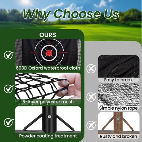 10x7ft Golf Practice Net w/ Target Cloth Driving Golf Hitting Training Net- — image 6